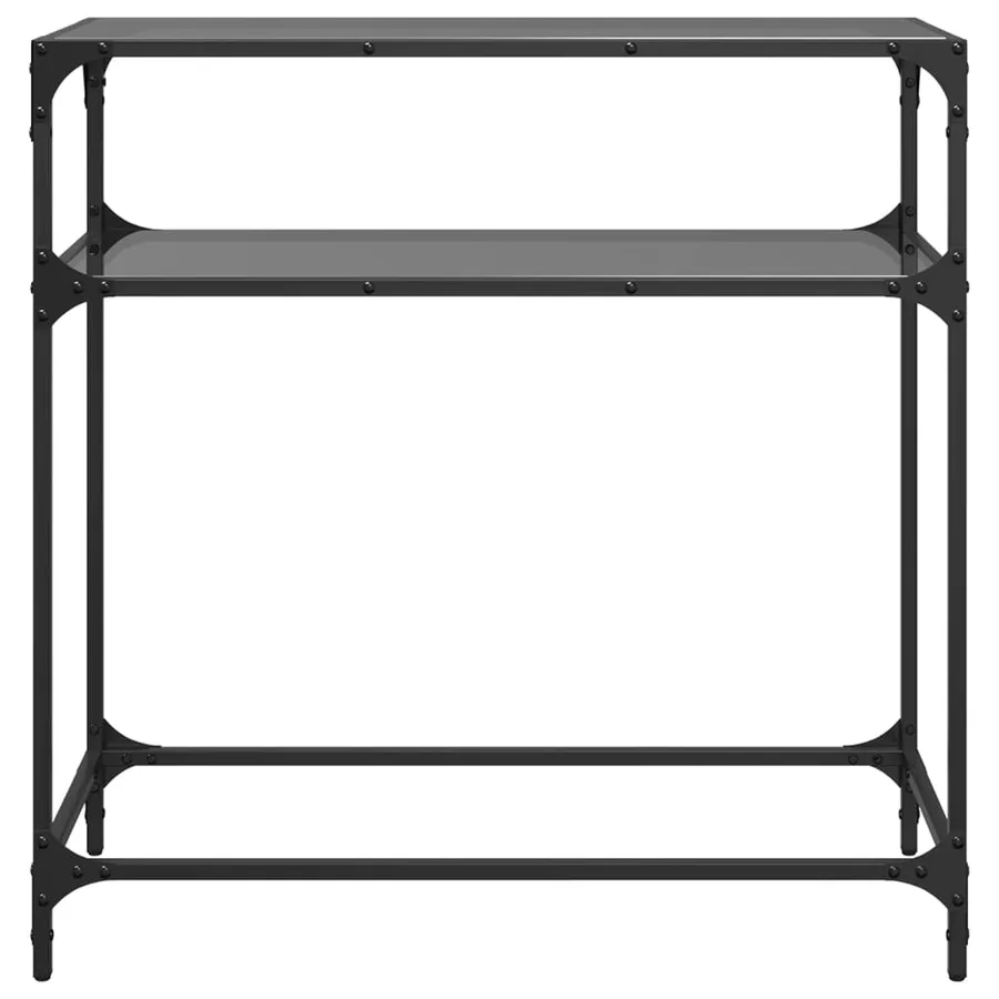 Table console avec dessus en verre noir 80x35x81 cm acier - 4