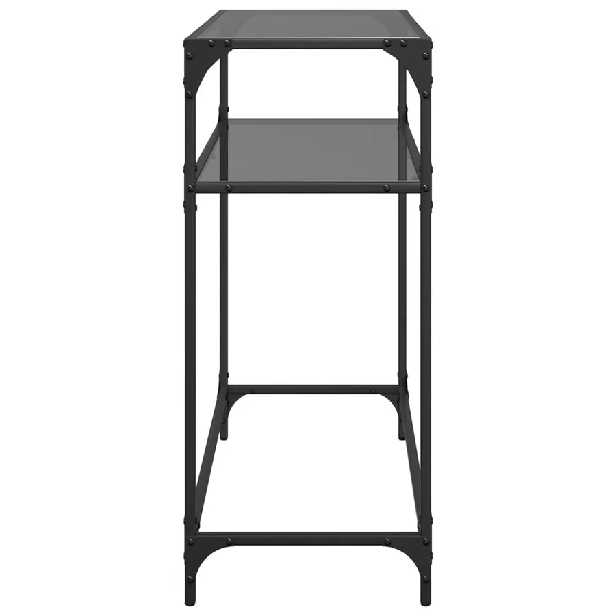 Table console avec dessus en verre noir 80x35x81 cm acier - 5