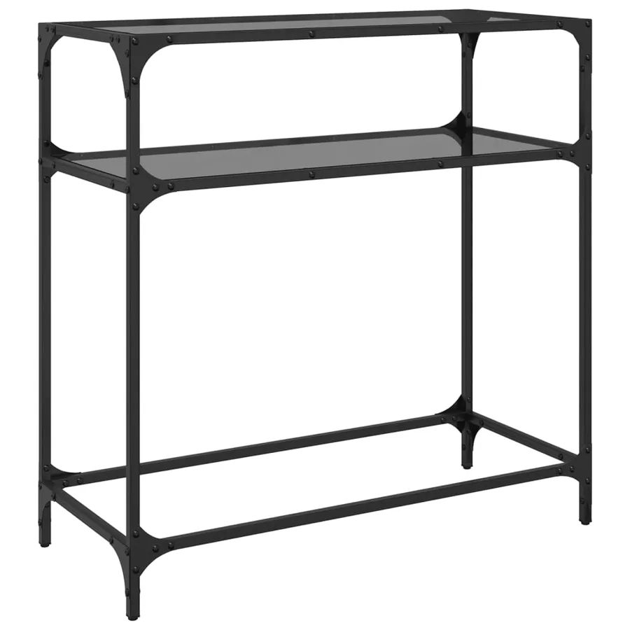 Table console avec dessus en verre noir 80x35x81 cm acier - 6