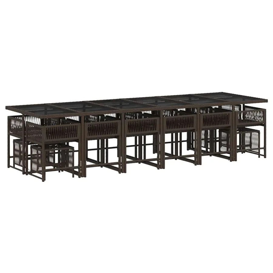 Ensemble à manger de jardin et coussins 17 pcs marron rotin - 3