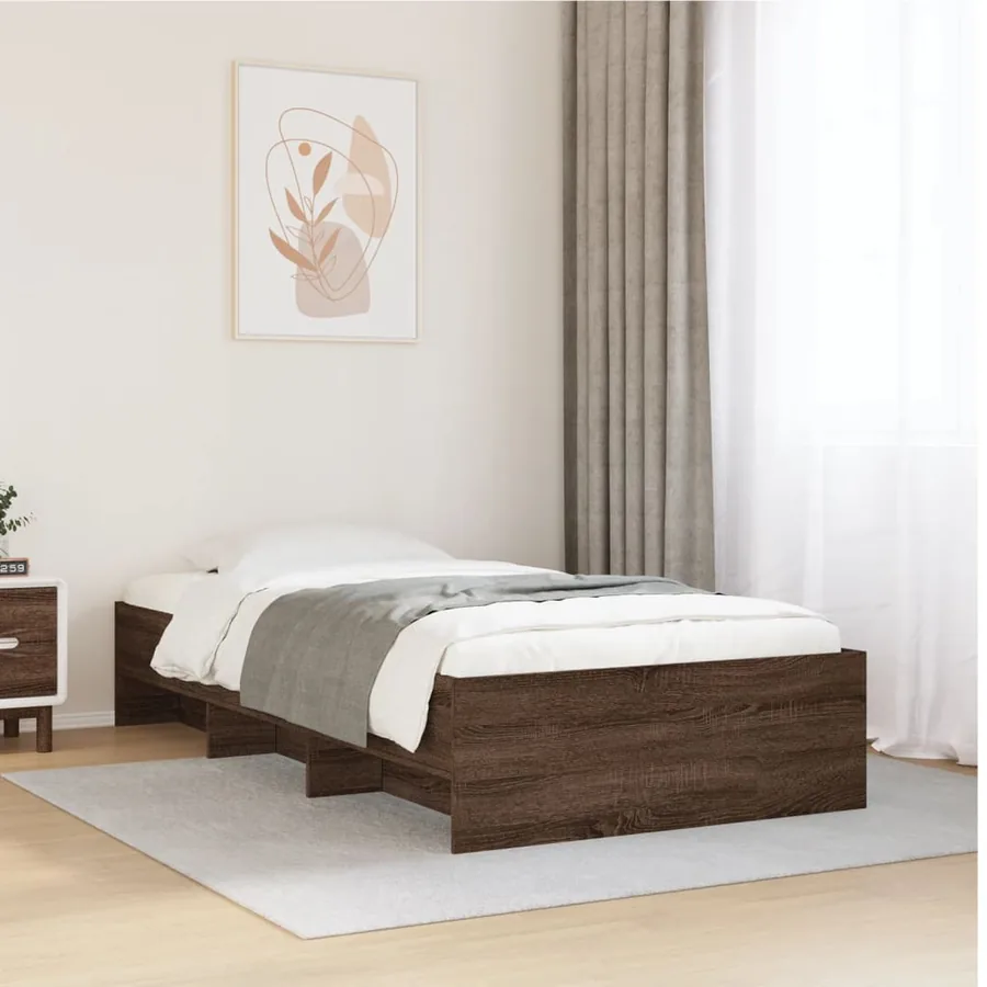 Cadre de lit sans matelas chêne marron 90x200cm bois ingénierie