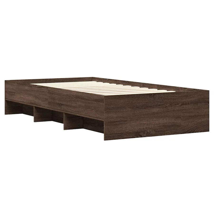 Cadre de lit sans matelas chêne marron 90x200cm bois ingénierie - 4