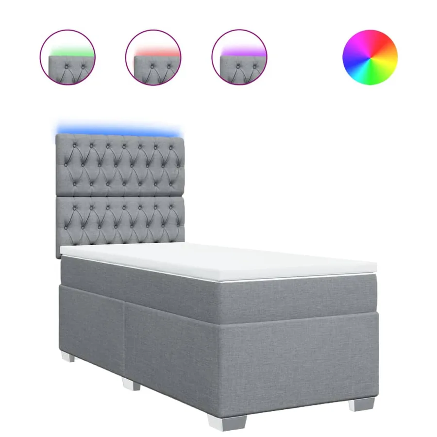 Sommier à lattes de lit avec matelas Gris clair 90x200 cm Tissu - 2