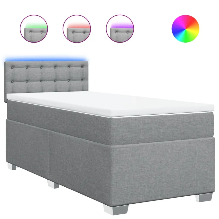 Sommier à lattes de lit avec matelas Gris clair 90x200 cm Tissu - 2