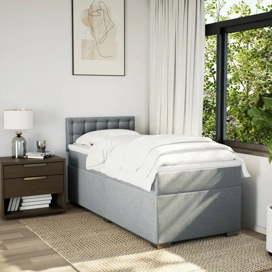 Sommier à lattes de lit avec matelas Gris clair 90x200 cm Tissu - 4
