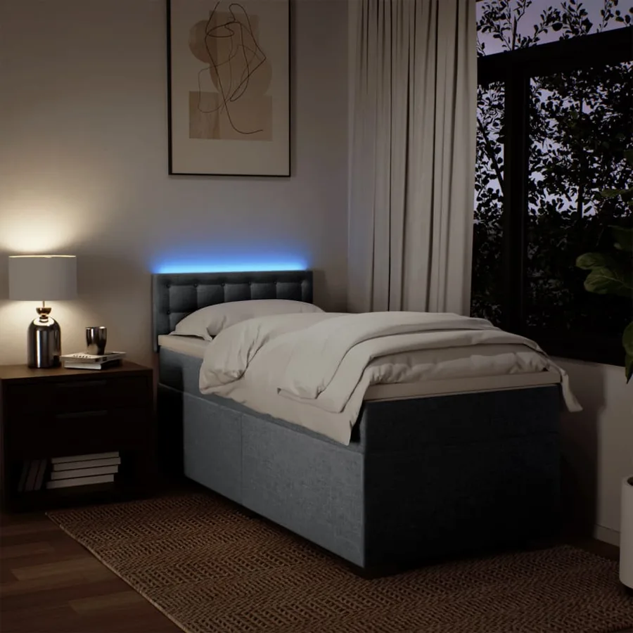 Sommier à lattes de lit avec matelas Gris clair 90x200 cm Tissu - 5