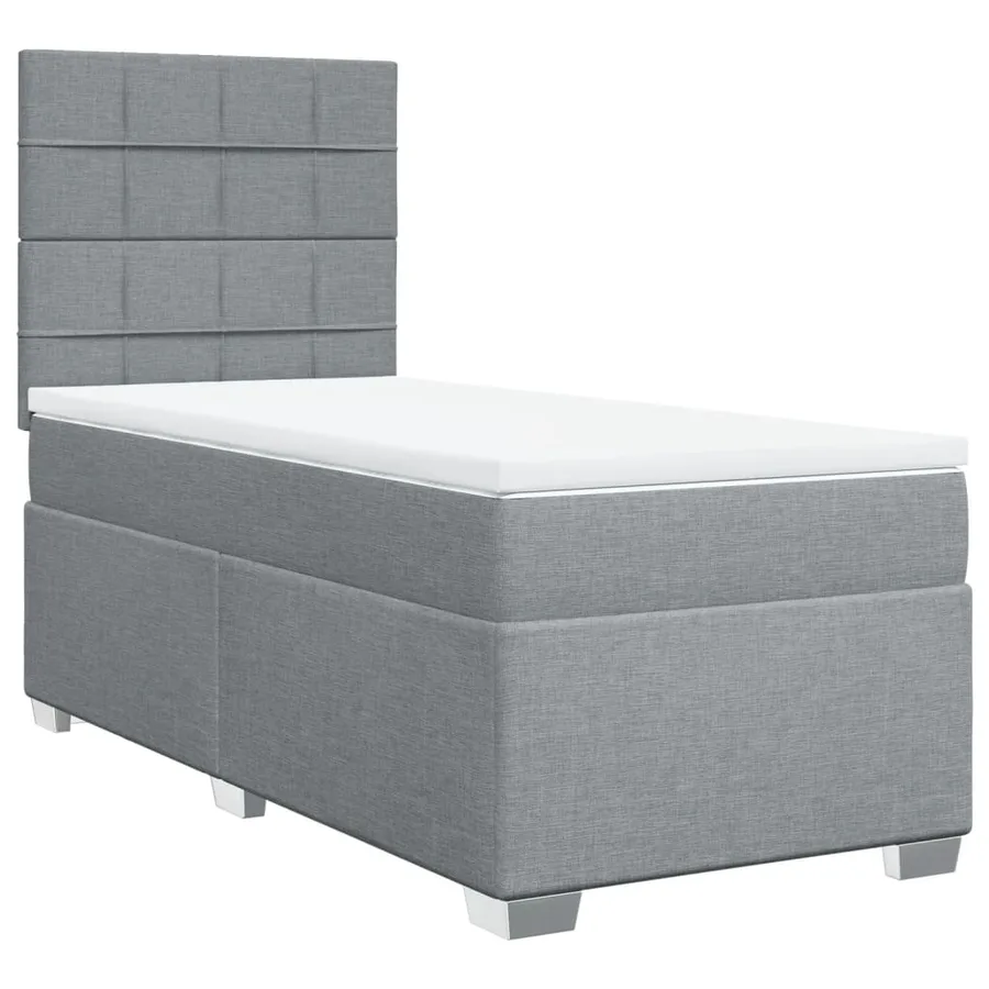 Sommier à lattes de lit avec matelas Gris clair 90x200 cm Tissu - 2