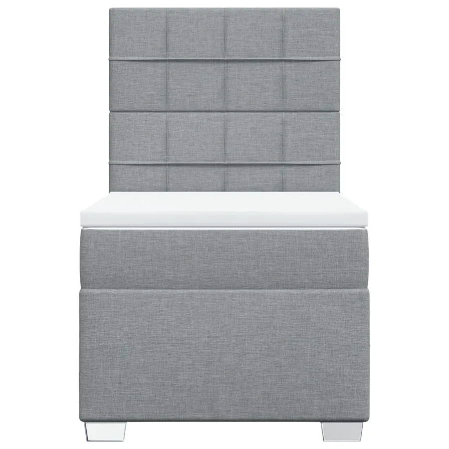 Sommier à lattes de lit avec matelas Gris clair 90x200 cm Tissu - 4