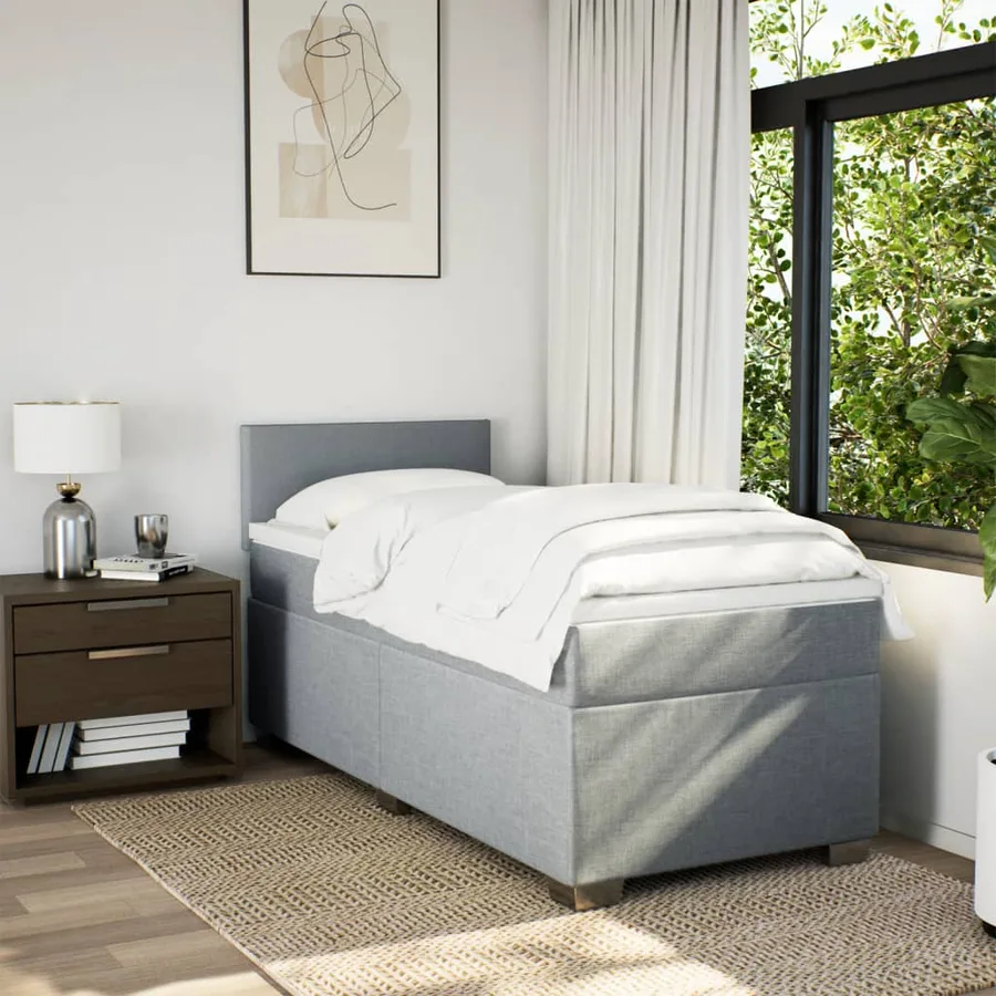 Sommier à lattes de lit avec matelas Gris clair 90x200 cm Tissu - 3