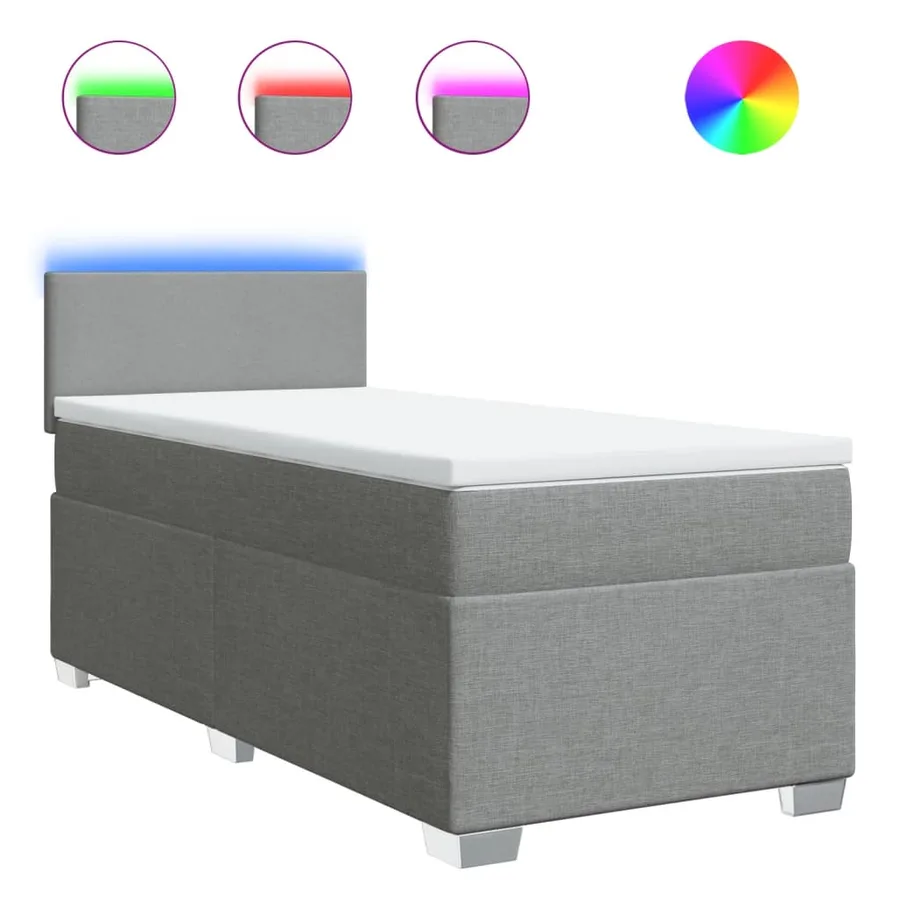 Sommier à lattes de lit avec matelas Gris clair 90x200 cm Tissu - 2