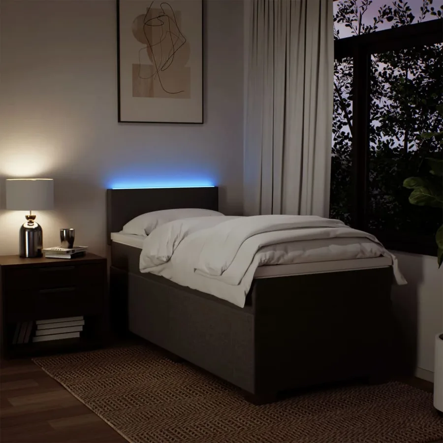 Sommier à lattes de lit avec matelas Gris clair 90x200 cm Tissu - 5