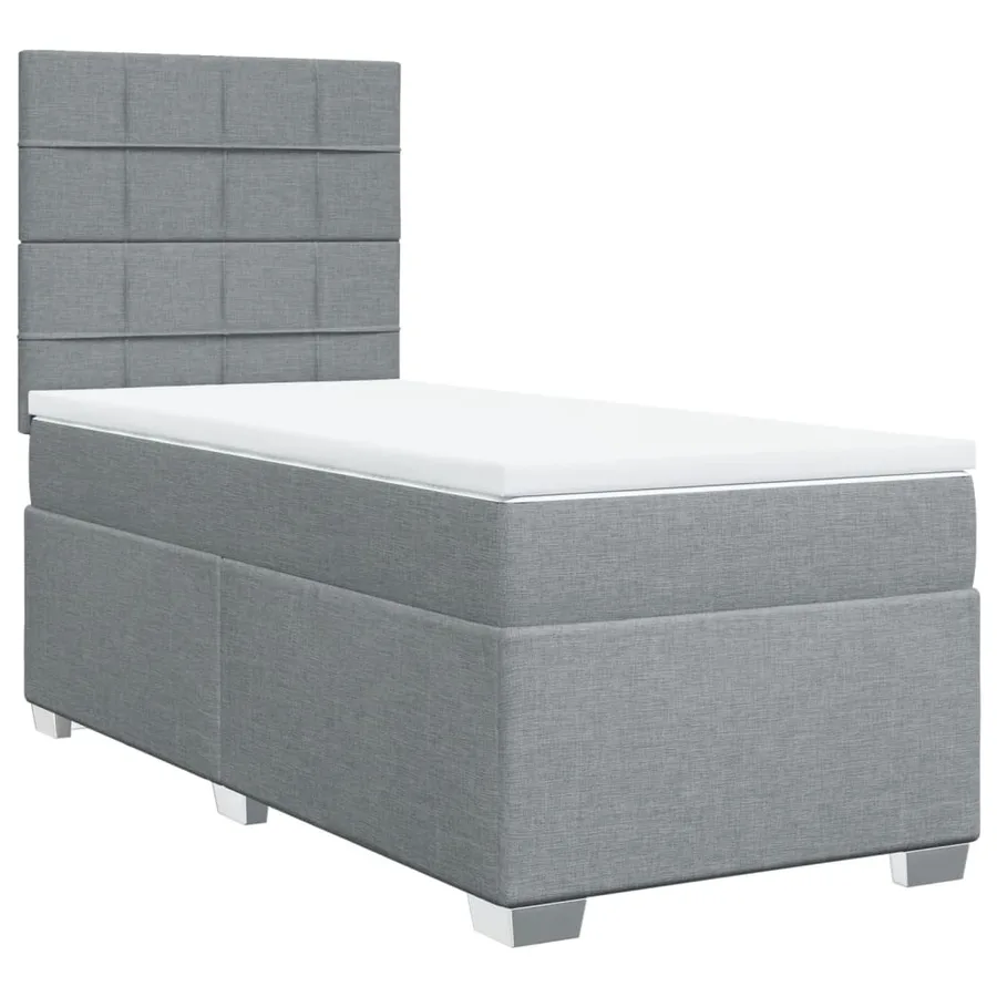 Sommier à lattes de lit avec matelas Gris clair 90x200 cm Tissu - 3