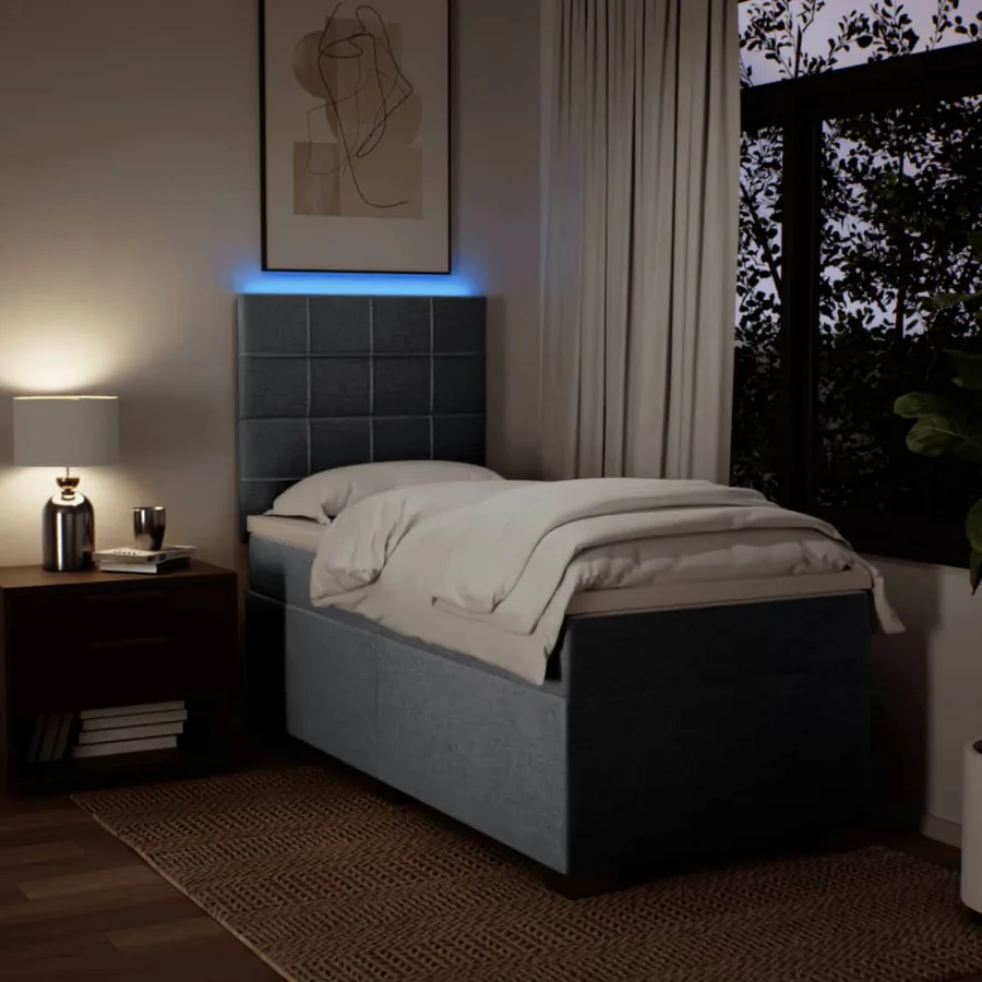 Sommier à lattes de lit avec matelas Gris clair 90x200 cm Tissu - 5