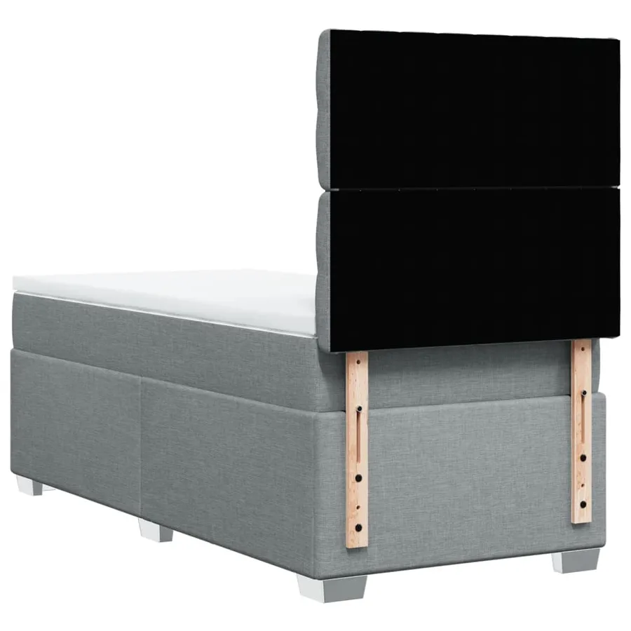 Sommier à lattes de lit avec matelas Gris clair 90x200 cm Tissu - 10