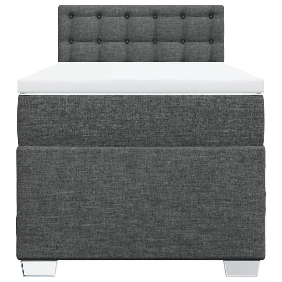 Sommier à lattes de lit et matelas Gris foncé 90x190 cm Tissu - 4