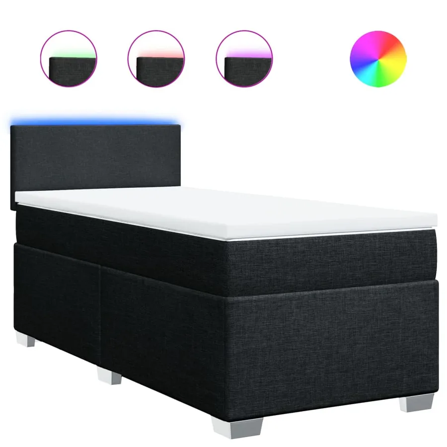 Sommier à lattes de lit avec matelas Noir 90x200 cm Tissu - 2