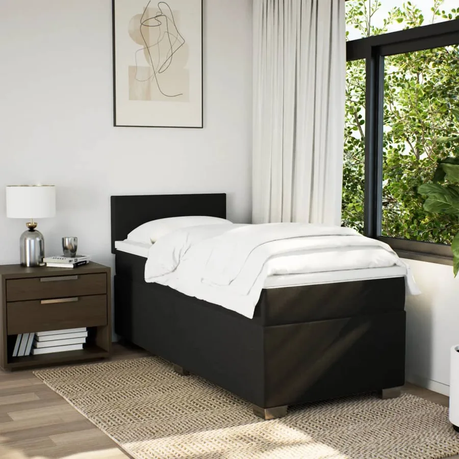 Sommier à lattes de lit avec matelas Noir 90x200 cm Tissu - 4