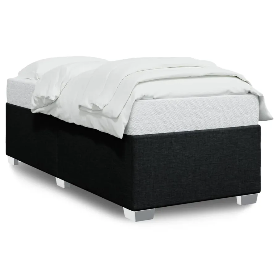 Cadre de lit sans matelas noir 90x200 cm tissu - 2