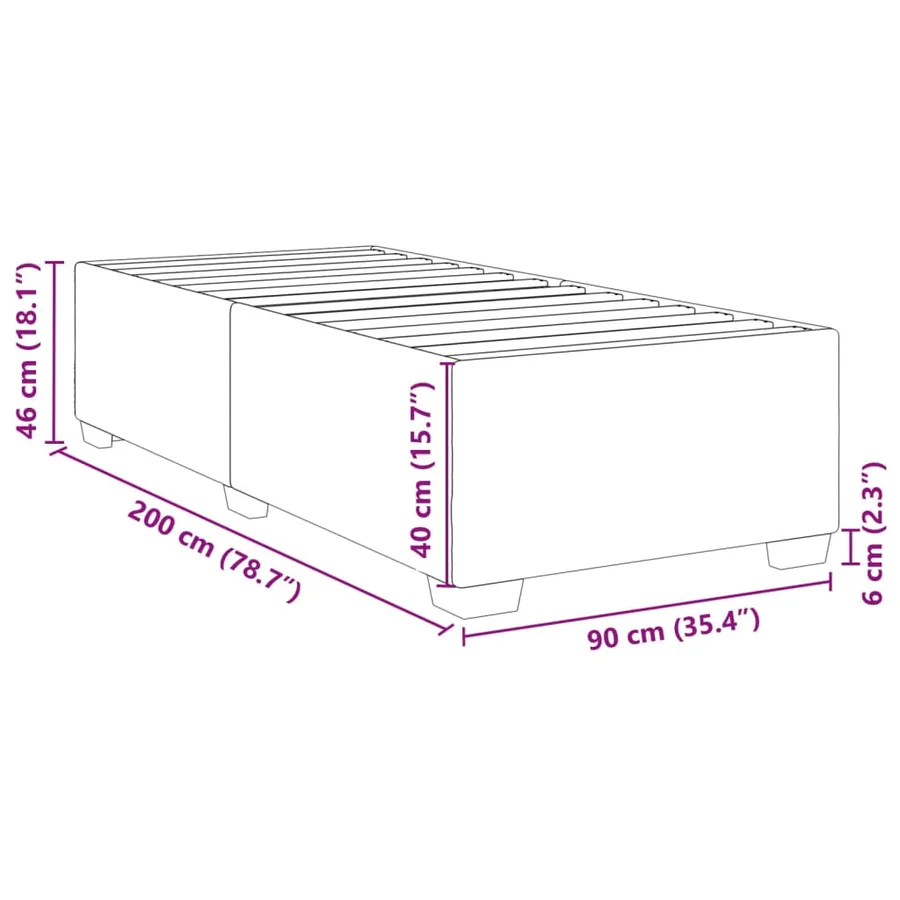 Cadre de lit sans matelas noir 90x200 cm tissu - 9