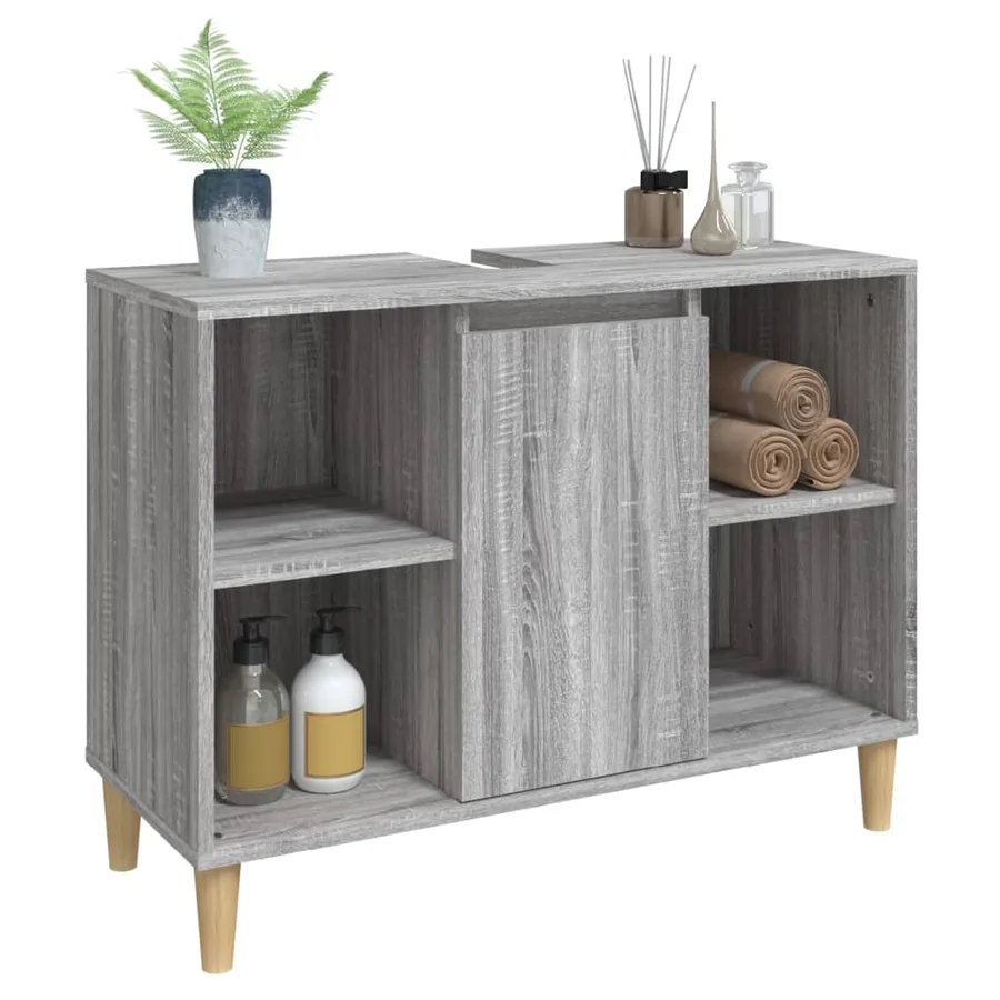 Meuble d'évier sonoma gris 80x33x60 cm bois d'ingénierie - 4