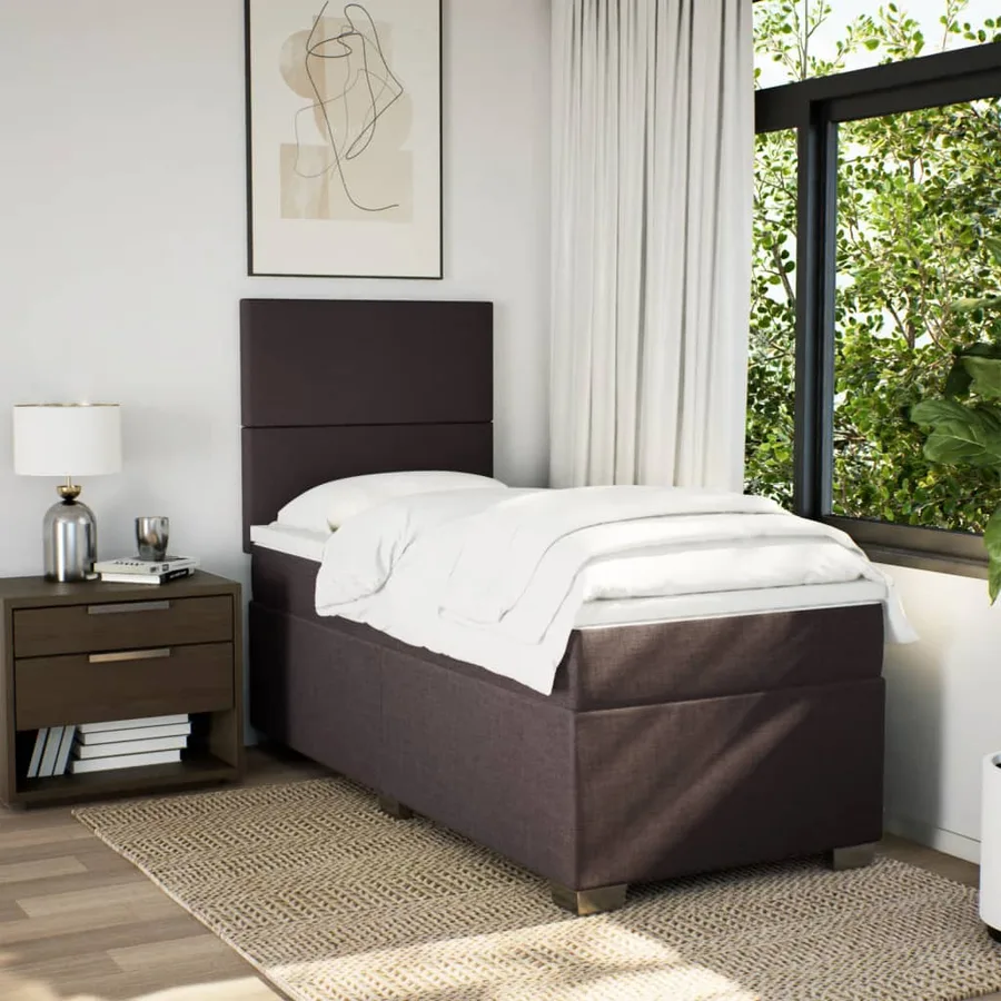 Sommier à lattes de lit avec matelas Marron foncé 90x200 cm - 4