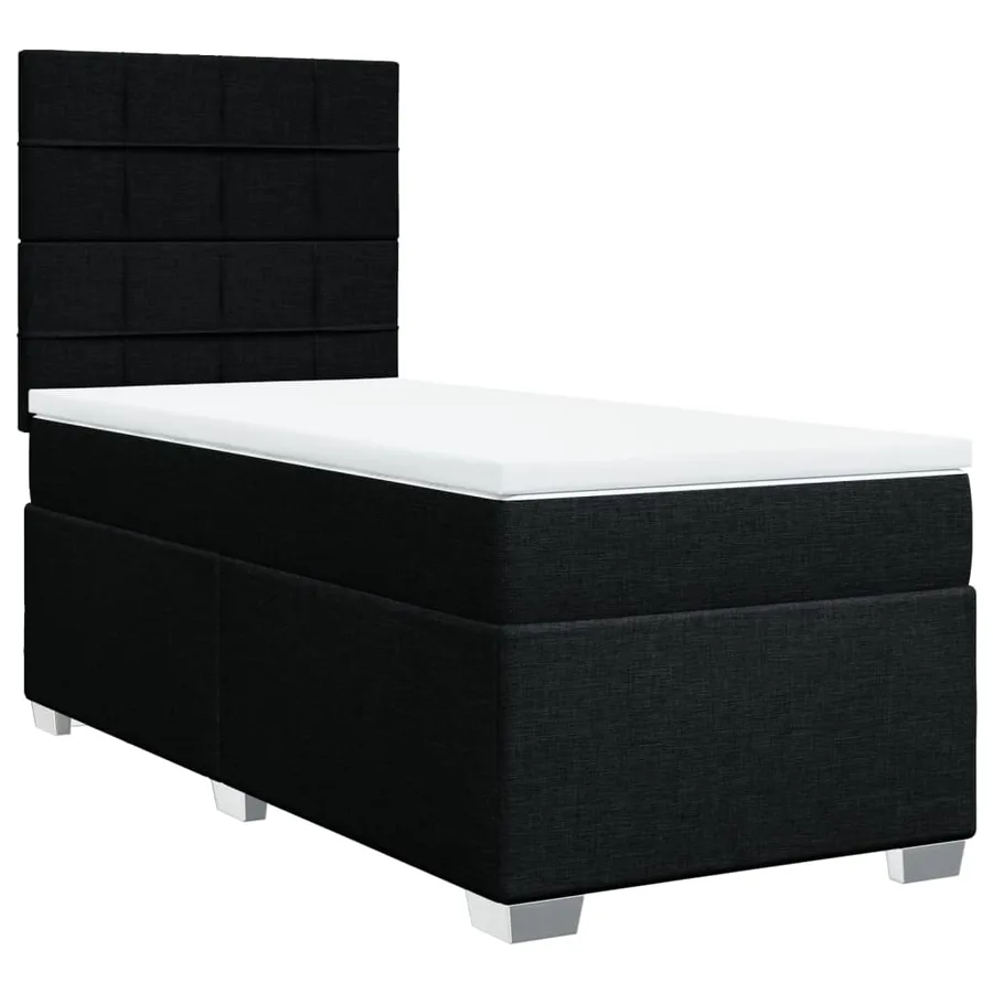 Sommier à lattes de lit avec matelas Noir 90x200 cm Tissu - 3