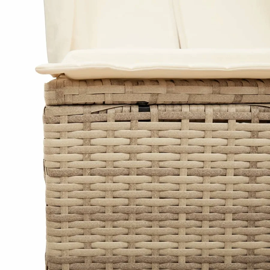 Chaise longue double avec toit et rideaux beige résine tressée - 8