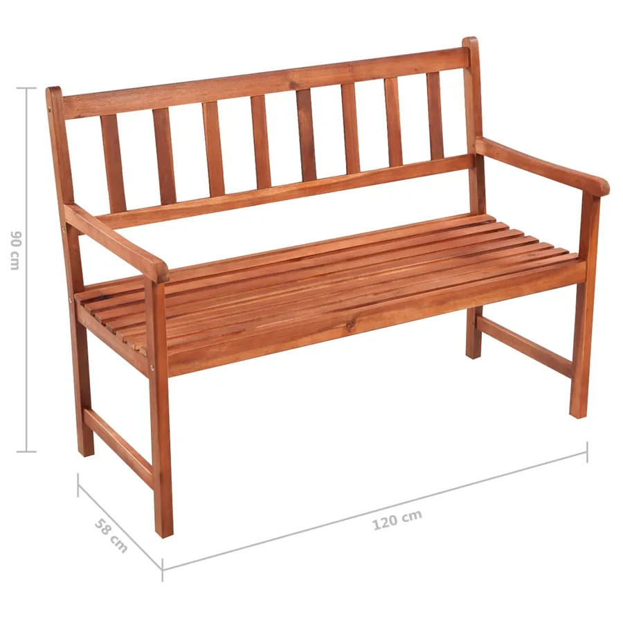 Banc de jardin avec coussin 120 cm Bois d'acacia massif - 8