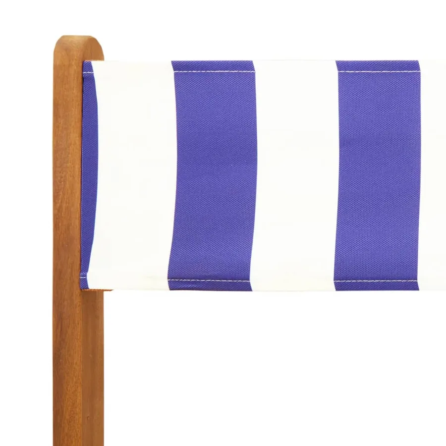 Ensemble à manger de jardin 5 pcs bleu blanc tissu bois massif - 10