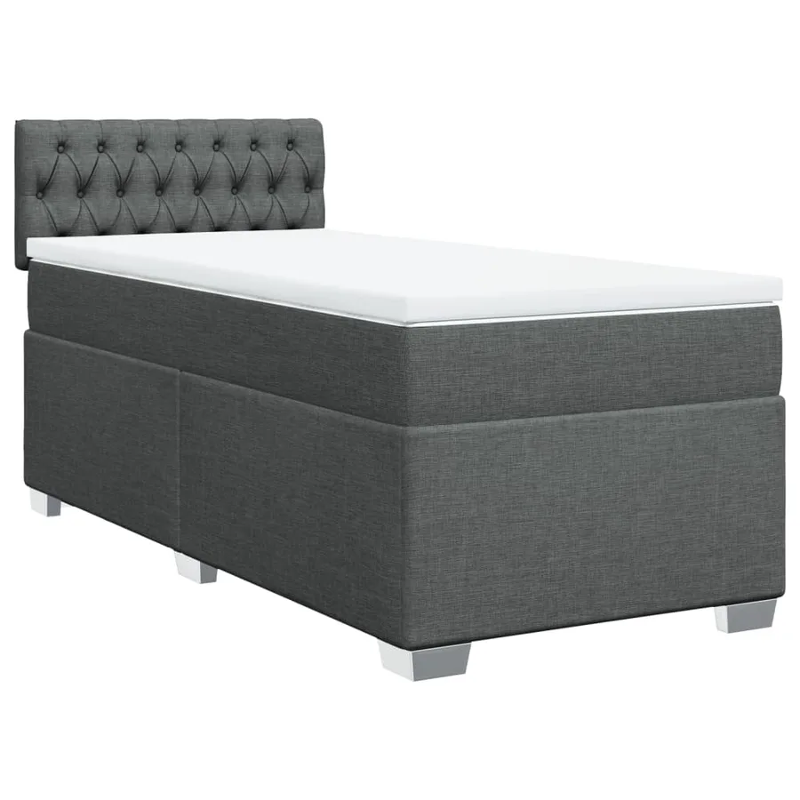 Sommier à lattes de lit et matelas Gris foncé 90x190 cm Tissu - 3