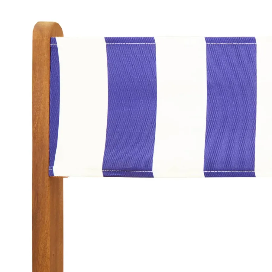 Ensemble à manger de jardin 5 pcs bleu blanc tissu bois massif - 10