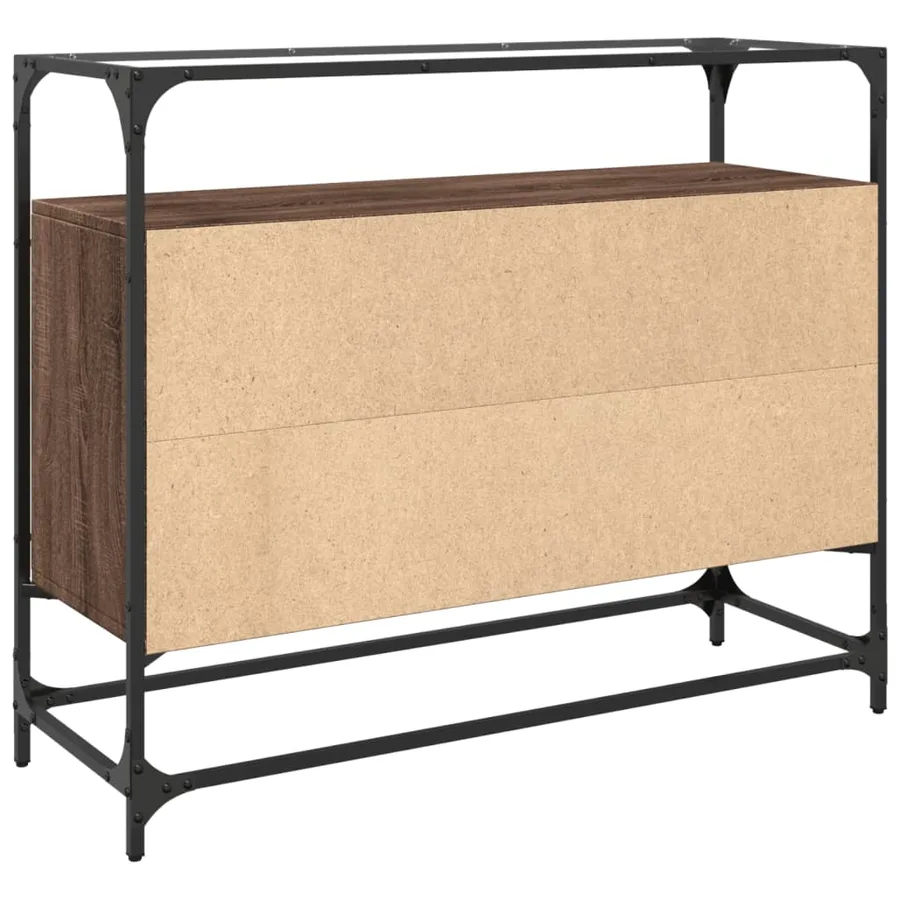 Buffet avec dessus en verre chêne marron bois d'ingénierie - 6