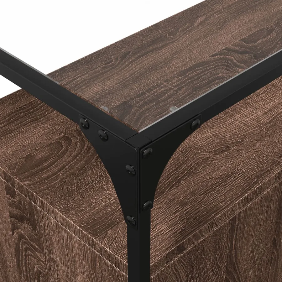 Buffet avec dessus en verre chêne marron bois d'ingénierie - 7