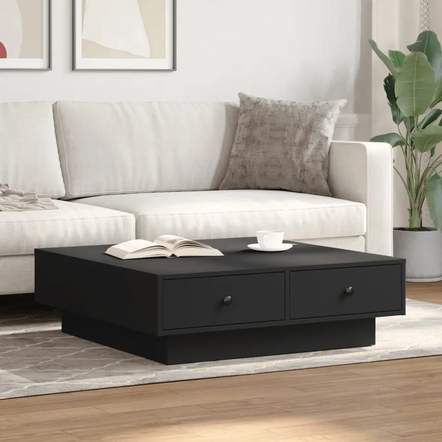 Table basse Noir 90x90x28 cm Aggloméré - 3