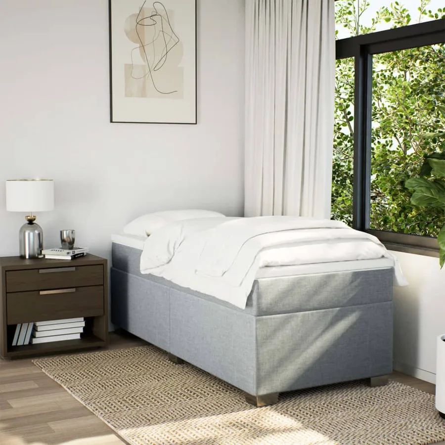 Sommier à lattes de lit avec matelas gris clair 80x200 cm tissu - 3
