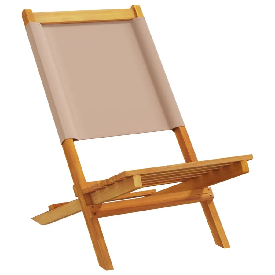 Chaises de jardin lot de 2 taupe bois d'acacia massif et tissu - 3