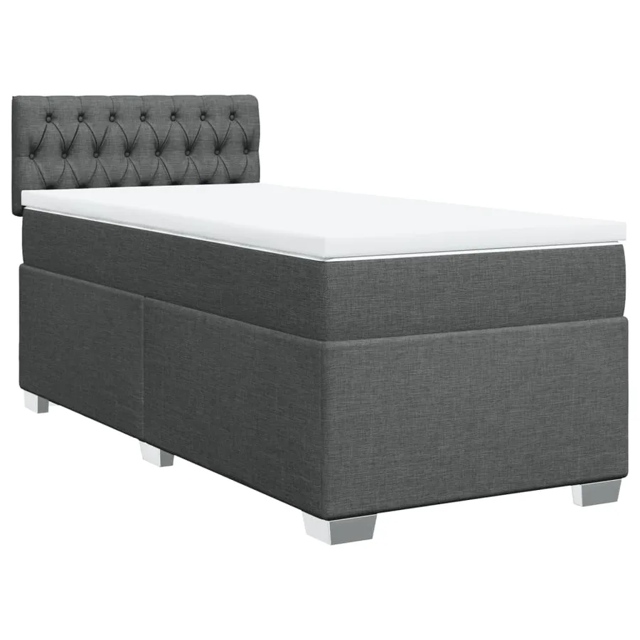 Sommier à lattes de lit et matelas Gris foncé 90x190 cm Tissu - 2