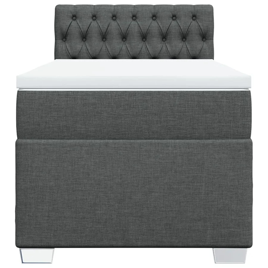 Sommier à lattes de lit et matelas Gris foncé 90x190 cm Tissu - 4