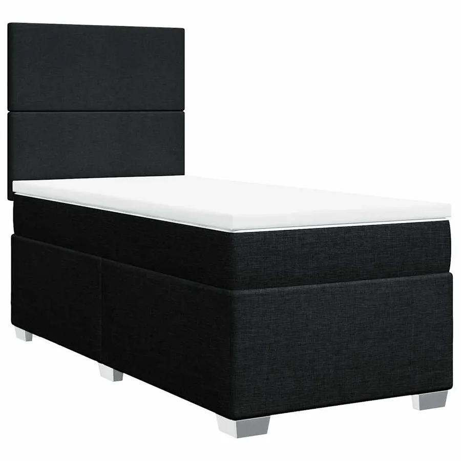 Sommier à lattes de lit et matelas Noir 80x200 cm Tissu - 3
