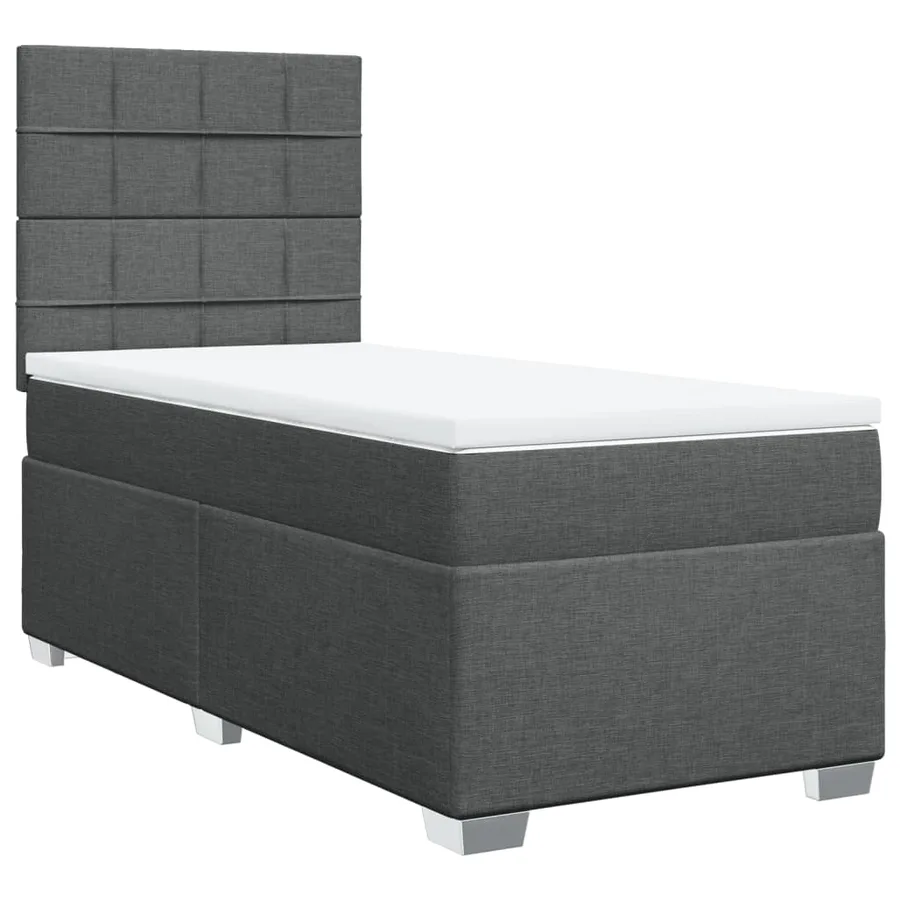 Sommier à lattes de lit et matelas Gris foncé 90x190 cm Tissu - 3