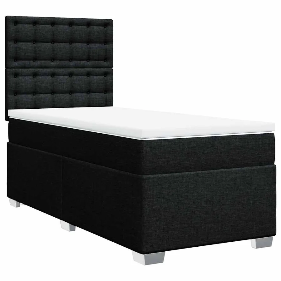 Sommier à lattes de lit et matelas Noir 80x200 cm Tissu - 3