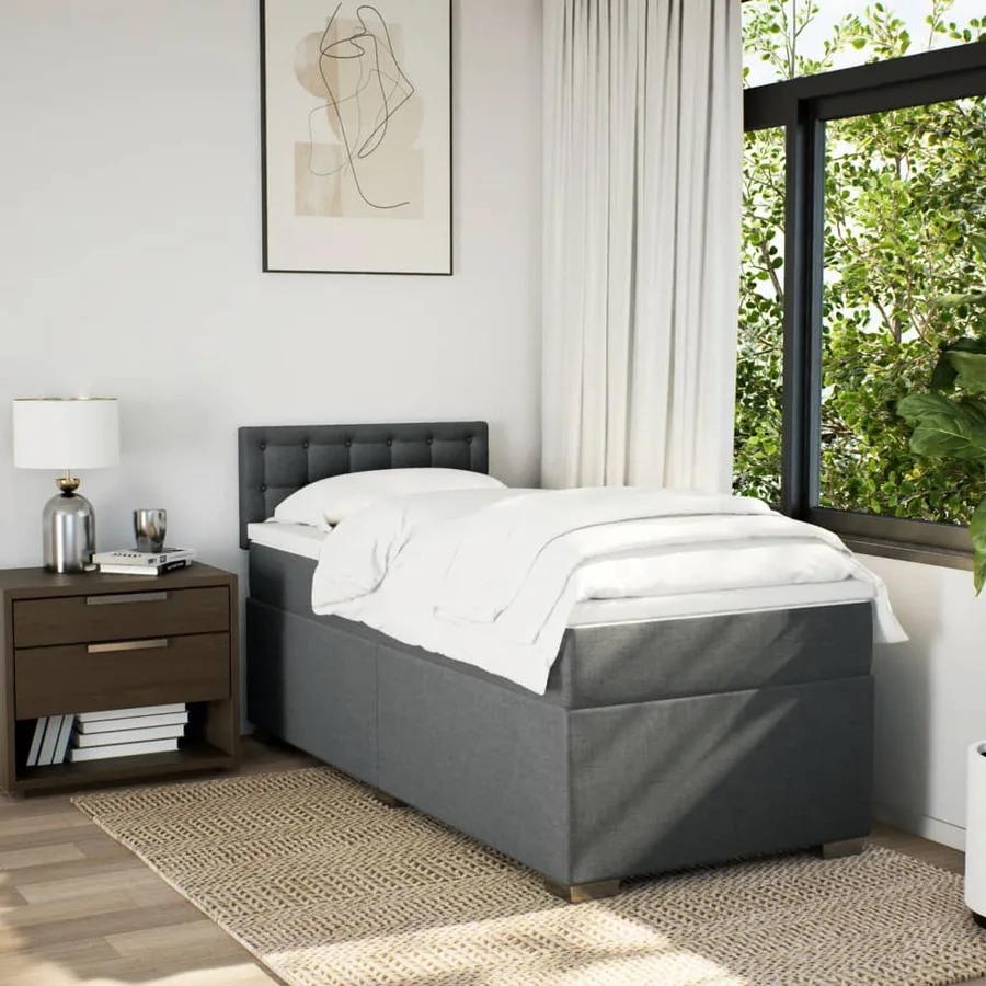 Sommier à lattes de lit avec matelas Gris foncé 80x200 cm Tissu - 4