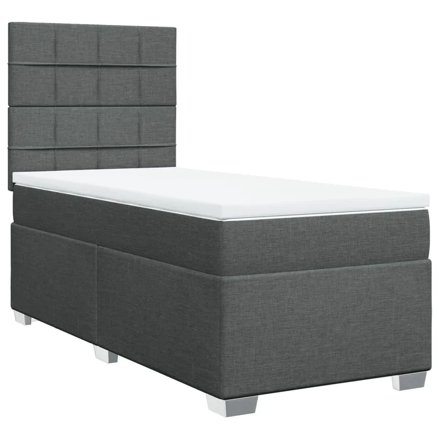 Sommier à lattes de lit et matelas Gris foncé 90x190 cm Tissu - 2