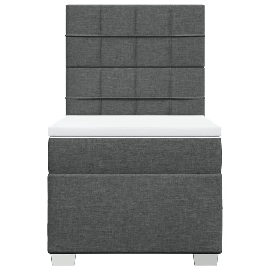 Sommier à lattes de lit et matelas Gris foncé 90x190 cm Tissu - 4