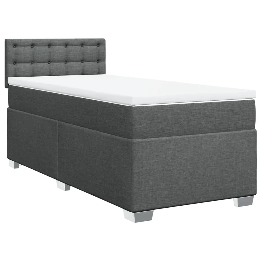 Sommier à lattes de lit et matelas Gris foncé 90x190 cm Tissu - 3