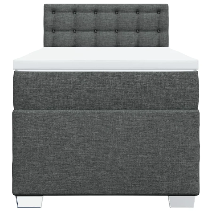 Sommier à lattes de lit et matelas Gris foncé 90x190 cm Tissu - 6