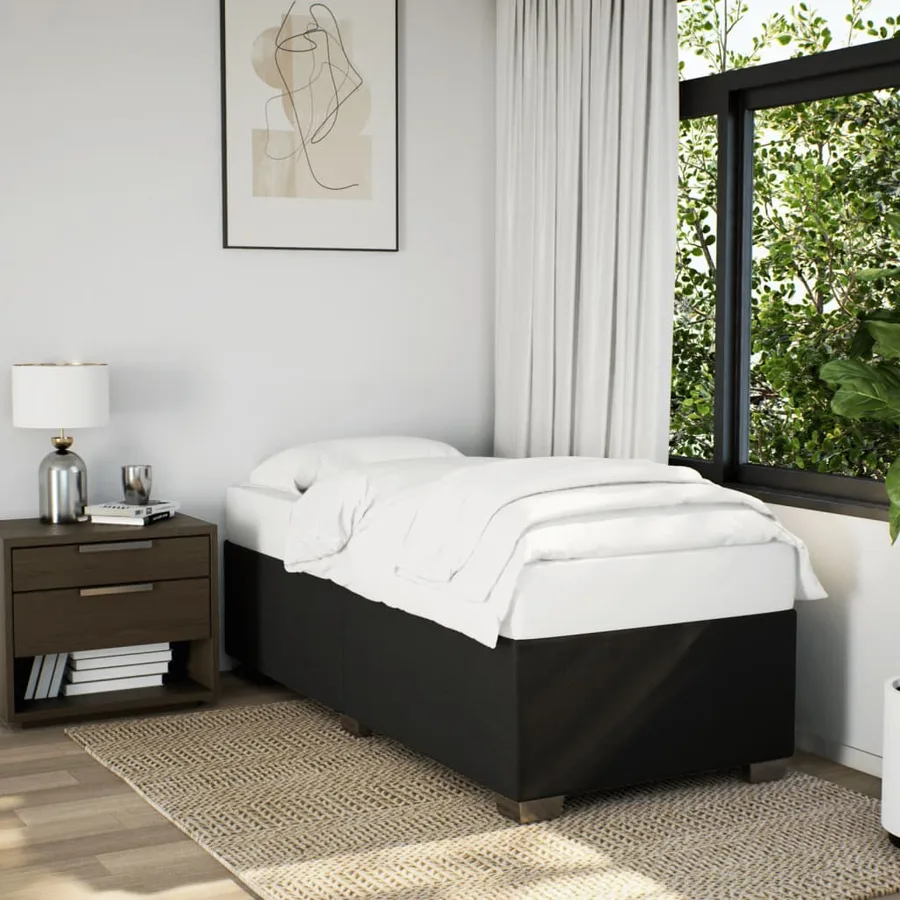 Sommier à lattes de lit avec matelas Noir 90x190 cm Tissu - 3