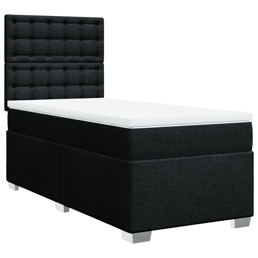 Sommier à lattes de lit avec matelas Noir 90x190 cm Tissu - 2