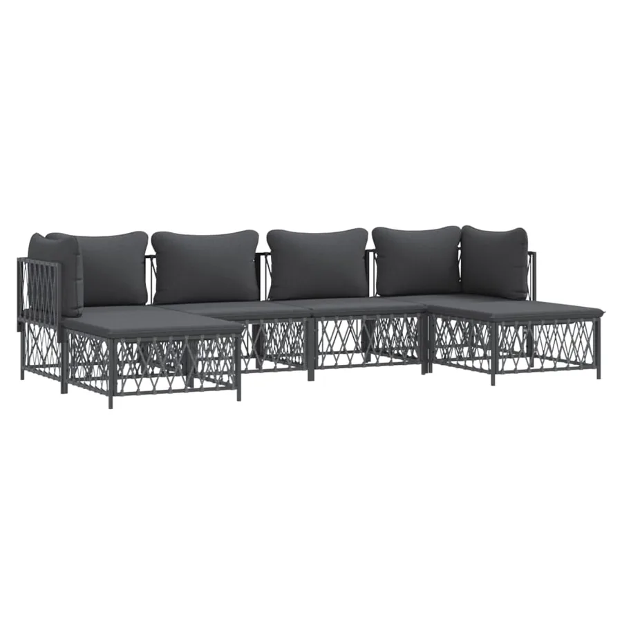 Salon de jardin avec coussins 6 pcs anthracite acier - 3