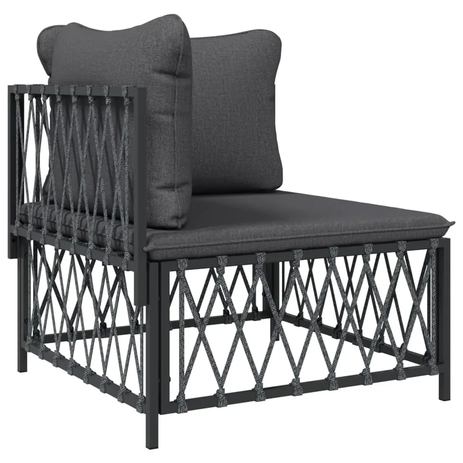 Salon de jardin avec coussins 6 pcs anthracite acier - 4
